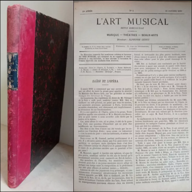 A. Leduc L'ART MUSICAL. Revue Mensuelle. Année 1890 Complète. 12 N° reliés. Rare