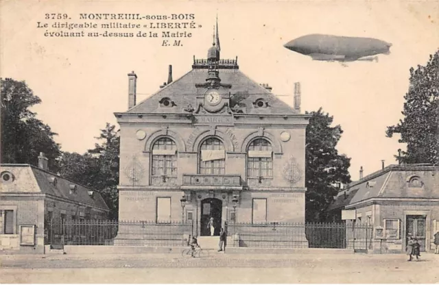 93 Montreuil Sous Bois #19996 Dirigeable Militaire Au Dessus De La Mairie Aviati