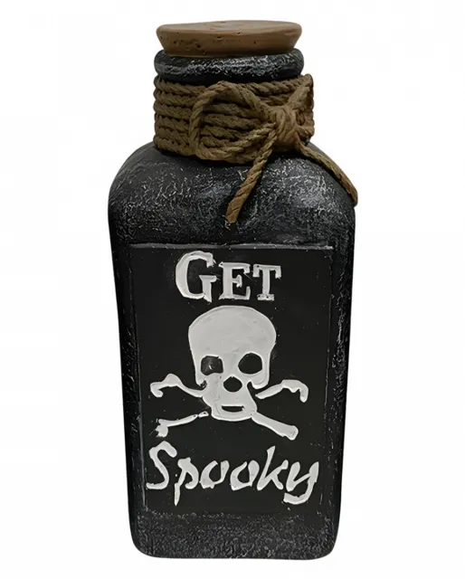Totenkopf Deko Giftflasche mit GET Spooky Aufschrift 15cm