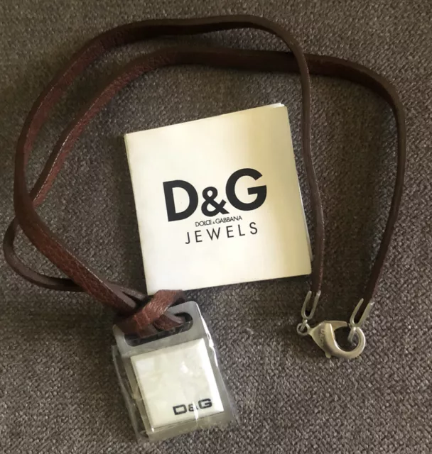 Authentic Dolce & Gabbana Jewels  Metal & Leather Tag Necklace - Unisex