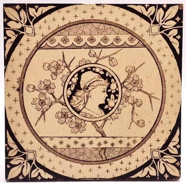 Antique Fireplace Tile Aesthetic Print Malkin Edge & Co. C1880
