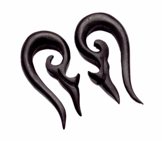 A Pair of Black African Natural Wood USA Ebony Coconut Wooden Earrings EAR772
