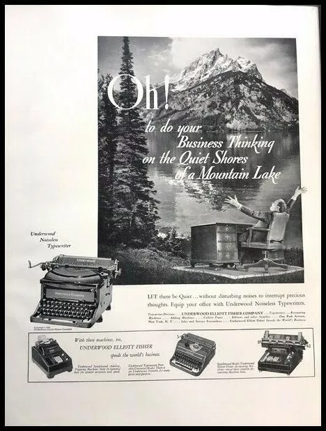 1940 Underwood Silent Typewriter Vintage Advertisement Print Art Ad Poster LG89