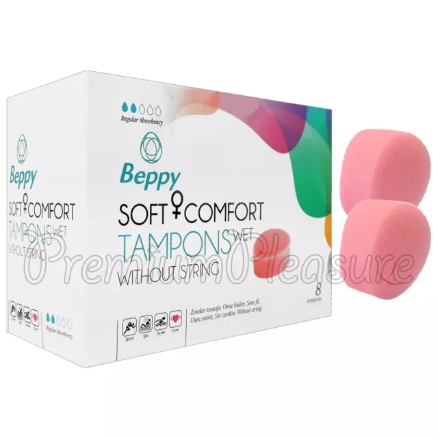 8X Beppy Soft Comfort Tampons Wet Ejotes Rosa Esponja para Nado Sexo Spa Caja