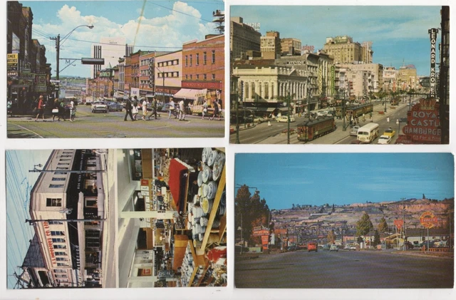 Vintage 1950s Lot of 20 DOWNTOWN MAIN STREET POSTCARDS BUSINESS ROUTE 66
