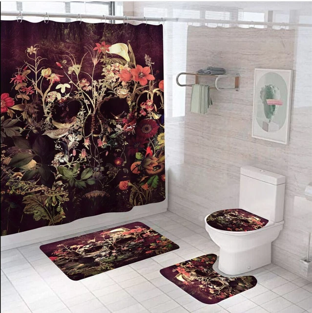 Floral Skull Bathroom Sets,  Shower Curtain Sets