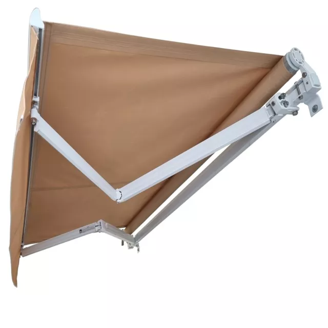 Luxury Roll Out Retractable Folding Arm Awning White Frame/Beige Fabric