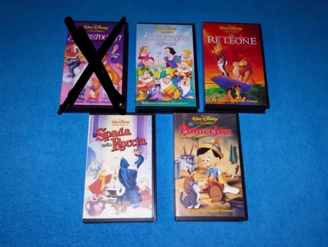 VHS Videocassette Classici Walt Disney Cartoni Animati Retro Bambini