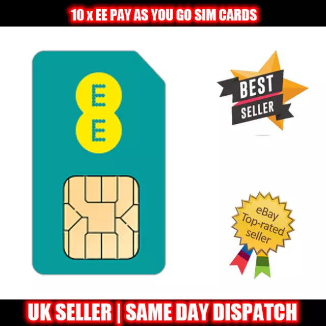10 x EE Pay As You Go Blank UK Network SIM Cards Joblot