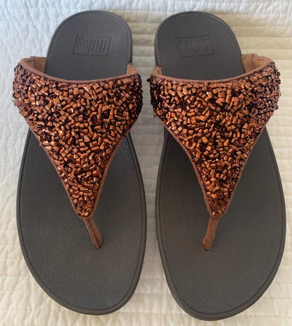 Fitflop Nib Lulu Shimmerfoil Shimmery Bronze Toe-Thong Size 7