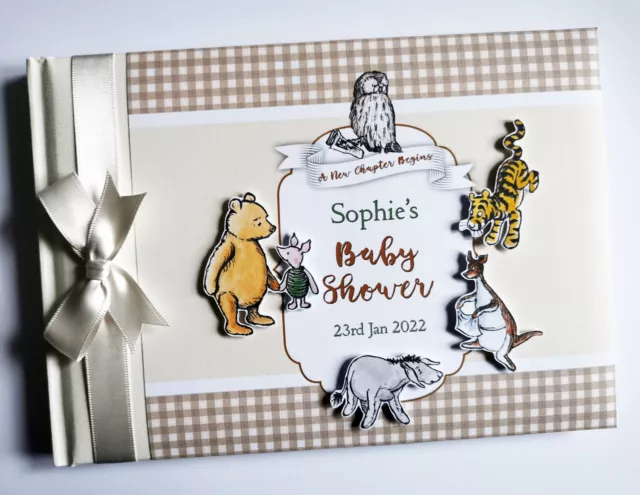 Classico personalizzato Winnie the Pooh giallo baby shower libro per gli ospiti, album, regalo 2