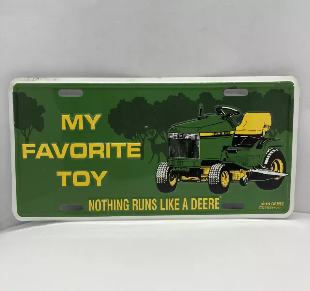 John Deere Collector License Plate 12” x 6”  My Favorite Toy / Used