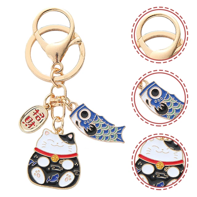 Ciondolo Portachiavi Lucky Cat Maneki Neko Fengshui Auto Donna Studentessa