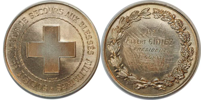 Médaille Croix-Rouge S.S.B.M Société de Secours aux Blessés Militaires VERMEILLE