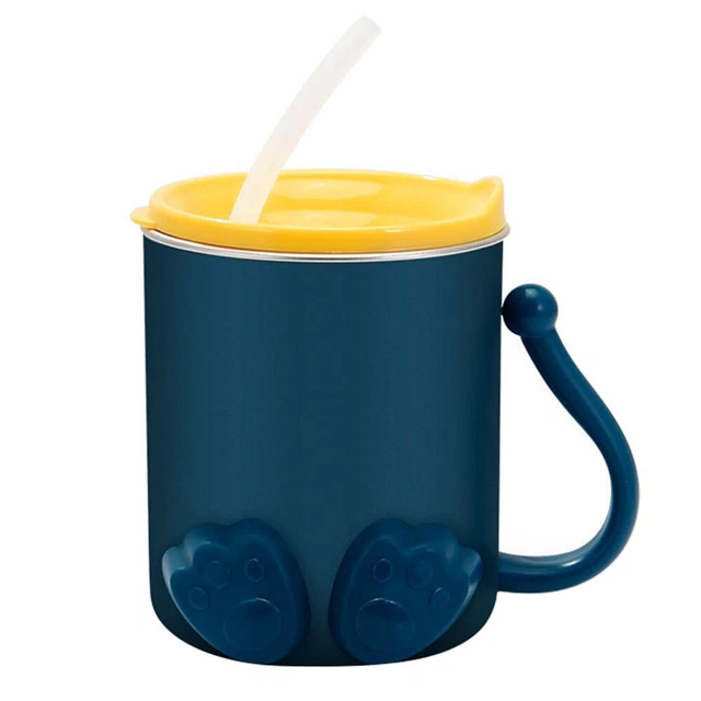 Taza de leche taza de agua a escala taza niños pajitas paja de acero inoxidable doble capa