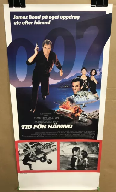 “LICENCE TO KILL” MOVIE JAMES BOND 007 SWEDISH INSERT 1989 13”x27”