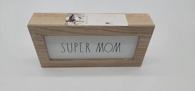 Rae Dunn Wooden Sign For The "#Super mom " Desk Plaque