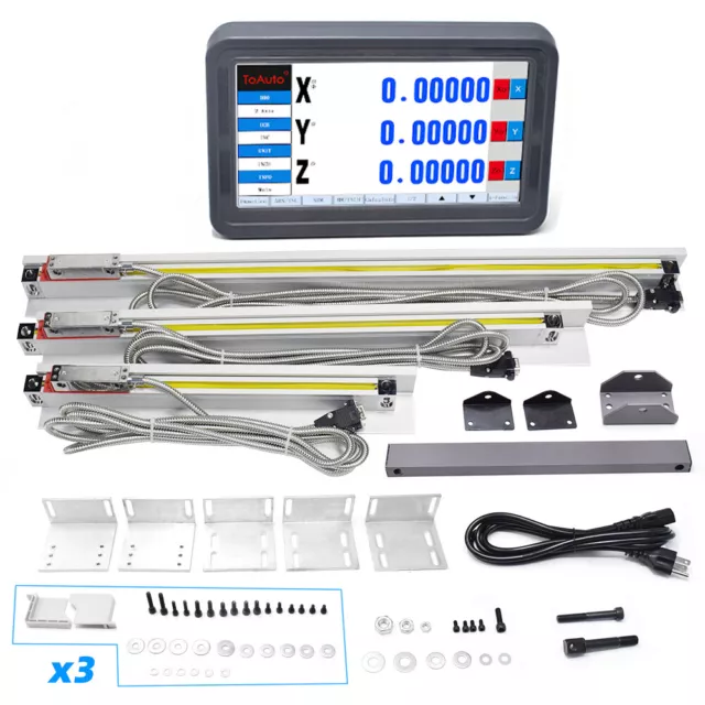 3Axis Digital Readout Touch Screen LCD Display & 3pcs TTL Linear Glass Scale Kit