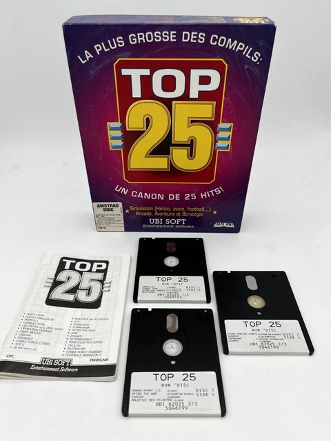COMPILATION: TOP 25 (1991) UBI SOFT ★ AMSTRAD CPC 6128 ★ Complet ★ Disquette ✅ COMPILATION: TOP 25 (1991) UBI SOFT ★ AMSTRAD CPC 6128 ★ Complet ★ Disquette ✅