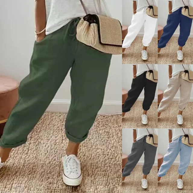 Women's Drawstring Pants Trousers Long Pants Loose Solid Color Pocket Casual &