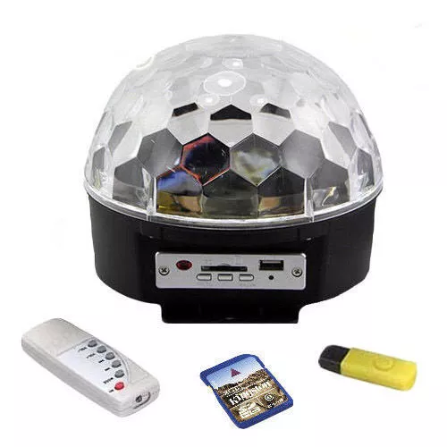 Proiettore A Sfera Led Luci Effetti Discoteca Dj Rgb Multicolore Usb Sd