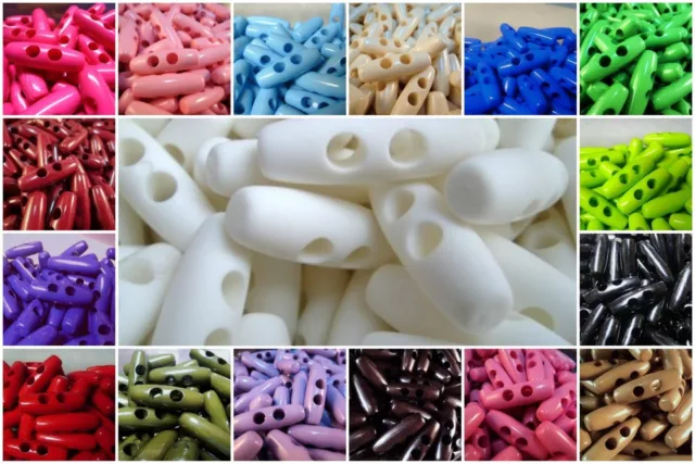 B543-25mm 10pcs LARGE-LITTLE PLASTIC TOGGLE ITALIAN BUTTONS-Jacket Coat Sew Bags