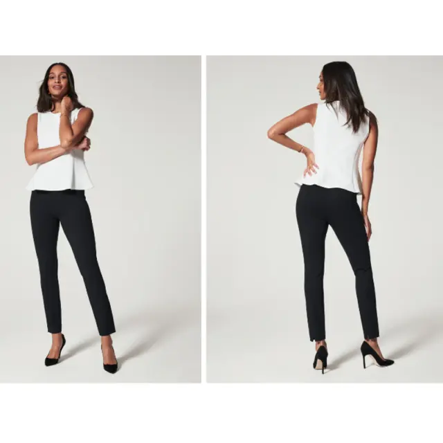 Spanx The Perfect Pant Ankle Back Seam Skinny Size Petite S/P  Waist:27-Black