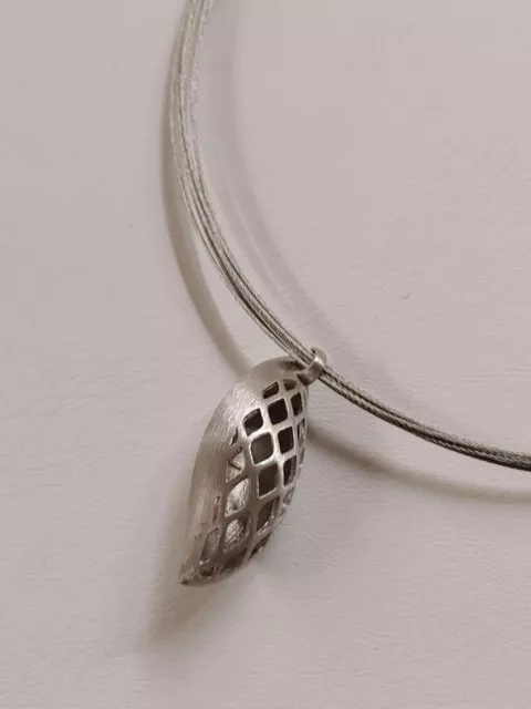 Lindenau Design Frauen 7-reihige Stahl Halskette mit Silberanhänger Länge31,39mm