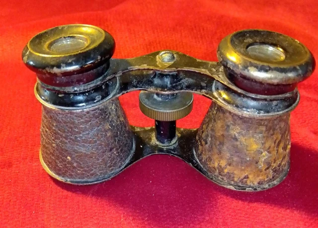 Petite Paire De Jumelles En Metal Et Cuir