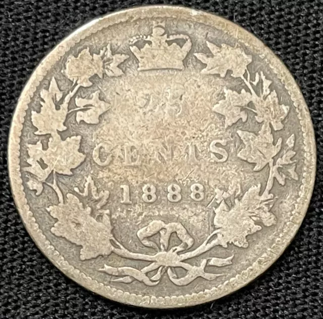 1888 Canada 25 Cents Queen Victoria Silver Coin Scarce Better Date