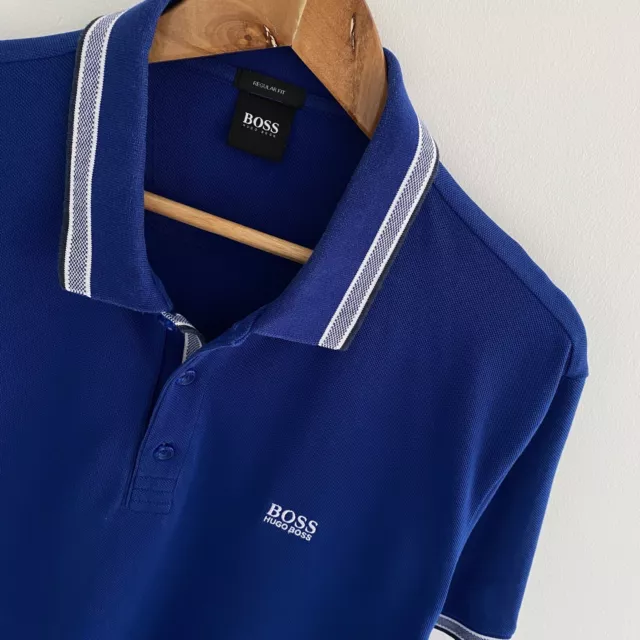 Hugo Boss Polo Shirt Size 2XL XXL Mens Royal Blue Regular Fit Short Sleeve