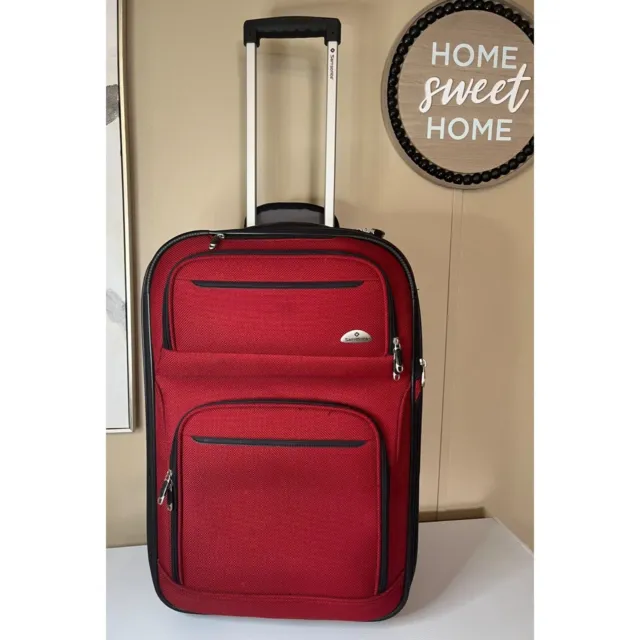 Samsonite Carry On Spinner Large Checked Bag  Luggage Red Nylon Travel Vacations