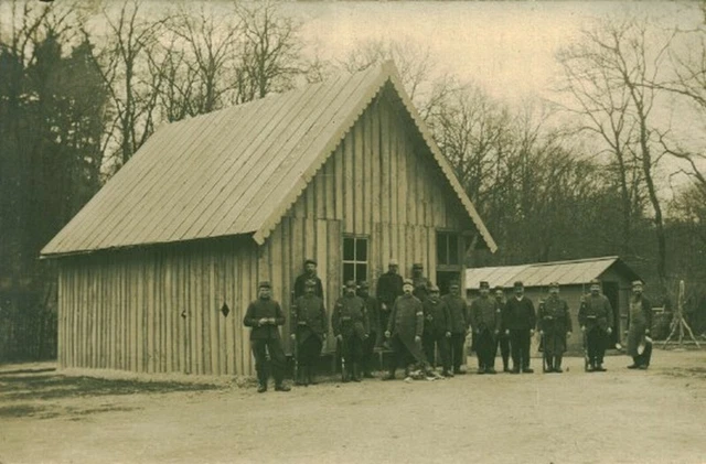 14/18 Antique Soldiers Military Camp War Photo Card