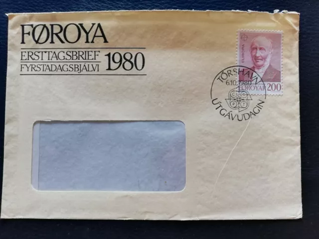 FDC Foroyar Färöer Inseln Nr 54 Europa Cept EST 6.10.1980 Torshavn Ersttagsbrief