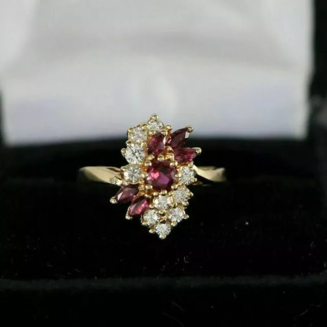 1.25 CT MARQUISE Ruby Cubic Zirconia Yellow Gold Plated Wedding ...