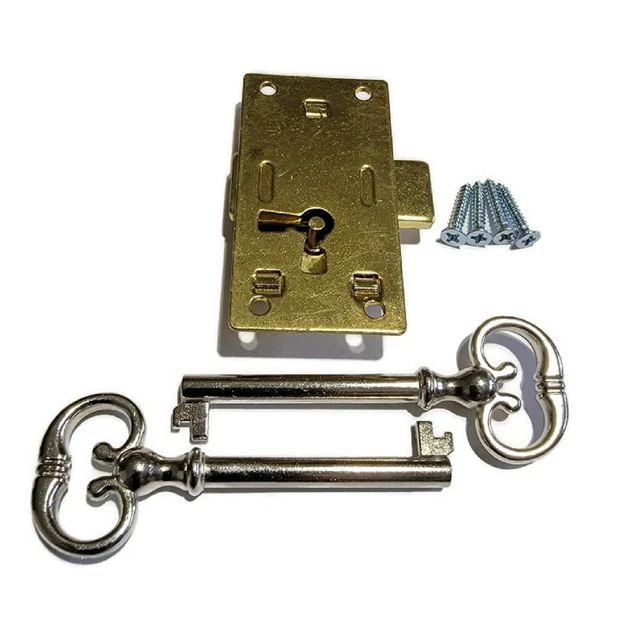 Brass plated Steel FLUSH MOUNT CUPBOARD LOCK with two nickel plated alloy keys