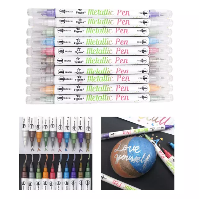 10 Colors Double Head Paint Pens Markers Glitter Writing Doodle Pens for