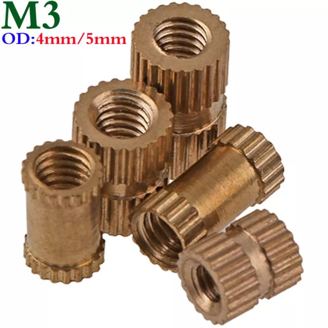 M3 Outer Diameter 4mm/5mm Brass Knurled Nuts Threaded Round Insert Embedded Nuts