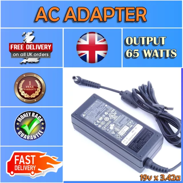 Replacement For Toshiba Satellite U400-10W 65W (19V, 3.42A) Ac Adapter Charger