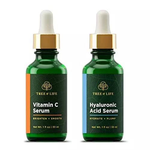 Tree of Life Vitamin C Brightening Serum & Hyaluronic Acid Hydrating ,2 x1 Fl Oz