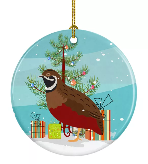 Chinese Painted or King Quail Christmas Ceramic Ornament BB9323CO1