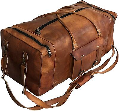 Large Leather 32 Inch Luggage Duffel Weekender Travel Overnight Carry One Duffel