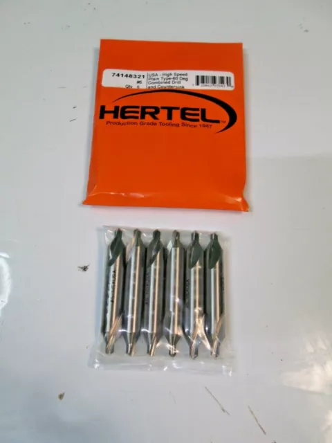 Hertel Pack of 6 74148321 #5 High Speed Plain 60 Deg. Combo Drill & Countersink