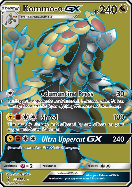Kommo-o GX 141/145 SM Guardians Rising Full Art Ultra Rare Holo Pokemon Card TCG