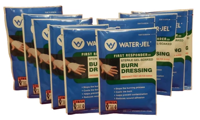 Burn Dressing Water Jel First respond Sterile 4"x 4" Lot of 10 Exp.11/2026