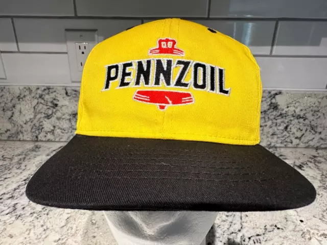 PENNZOIL Vintage Trucker Hat Snapback Cap Yellow Black Swingster Made in USA