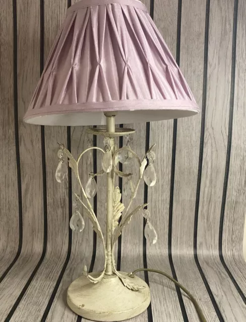 Vintage Shabby Chic Leaf & Droplet Table Lamp Retro Tested & Working
