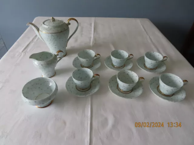 AYNSLEY Fine Bone China, Coffee Set 6 Cup & Saucers, Pot, Sugar Bowl &Jug 5088/1