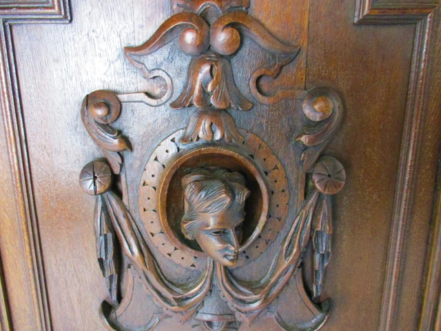 Pair Antique French hand Carved Oak   Door Panels Reclaimed Architectural Salvag 2