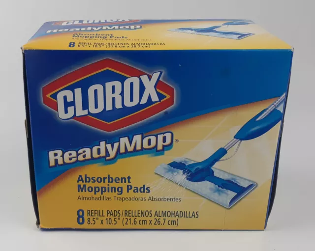 Clorox ReadyMop 8 Refill Pads Absorbent Mopping Pads 8.5" x 10.5" Free Shipping